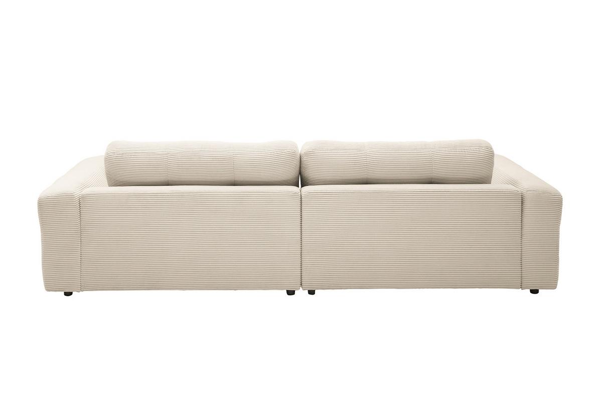 ECKSOFA XL MIKA Cremeweiß Cord - Creme/Schwarz, Kunststoff/Textil (296/167cm) - KAWOLA