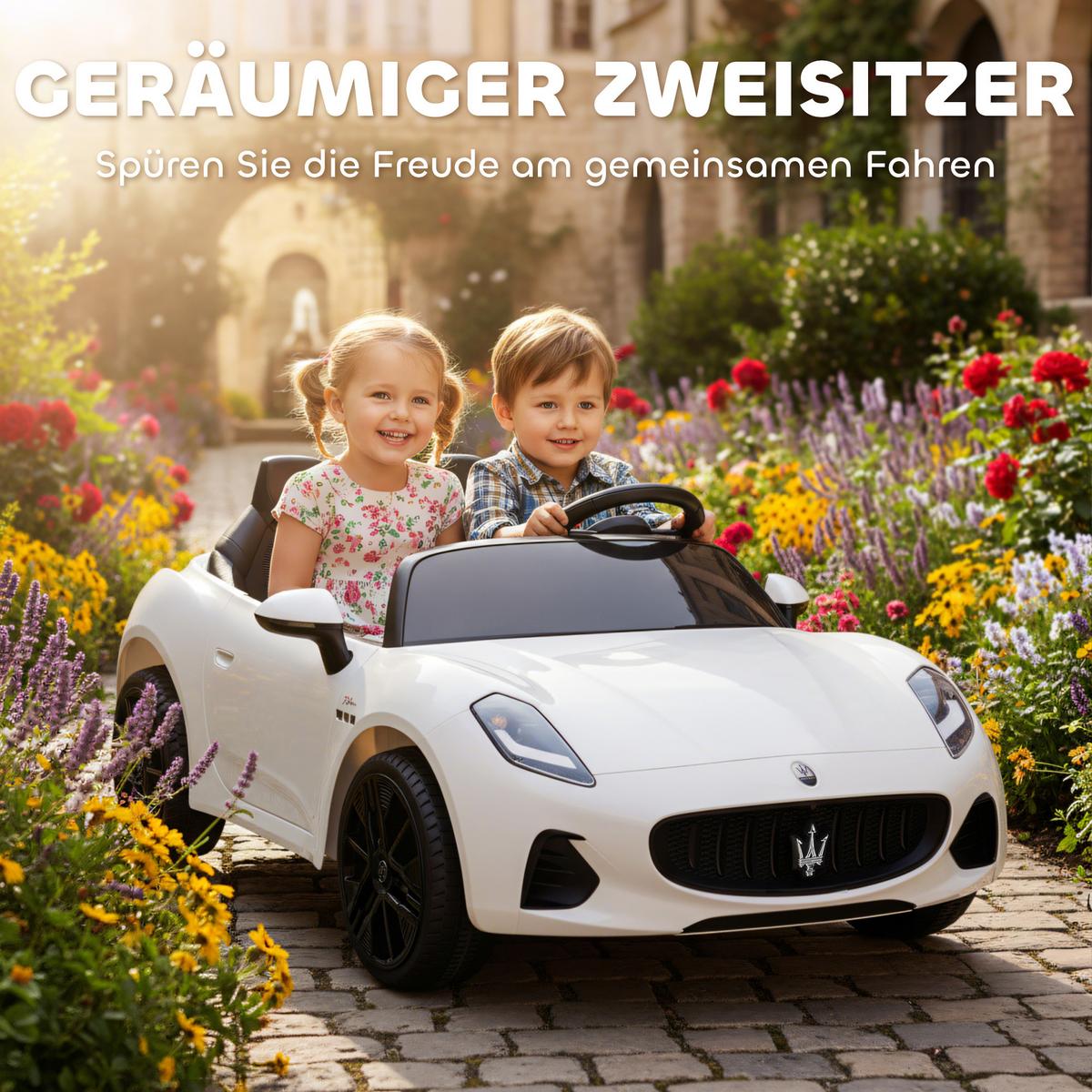 MASERATI Kinder-Elektroauto Metall Kunststoff Weiß - Weiß, Metall (120/72/50cm) - AIYAPLAY