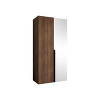 DREHTÜRENSCHRANK Mila II 100 - Nussbaumfarben/Schwarz, Holzwerkstoff/Kunststoff (100/202/52cm) - MIRJAN24
