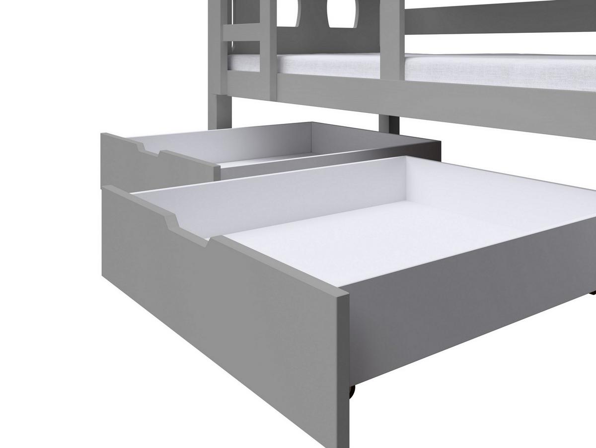 ETAGENBETT LEONE mit Bettkasten 80x180 cm Grau - Grau, Holz (80/180cm) - MASSENO
