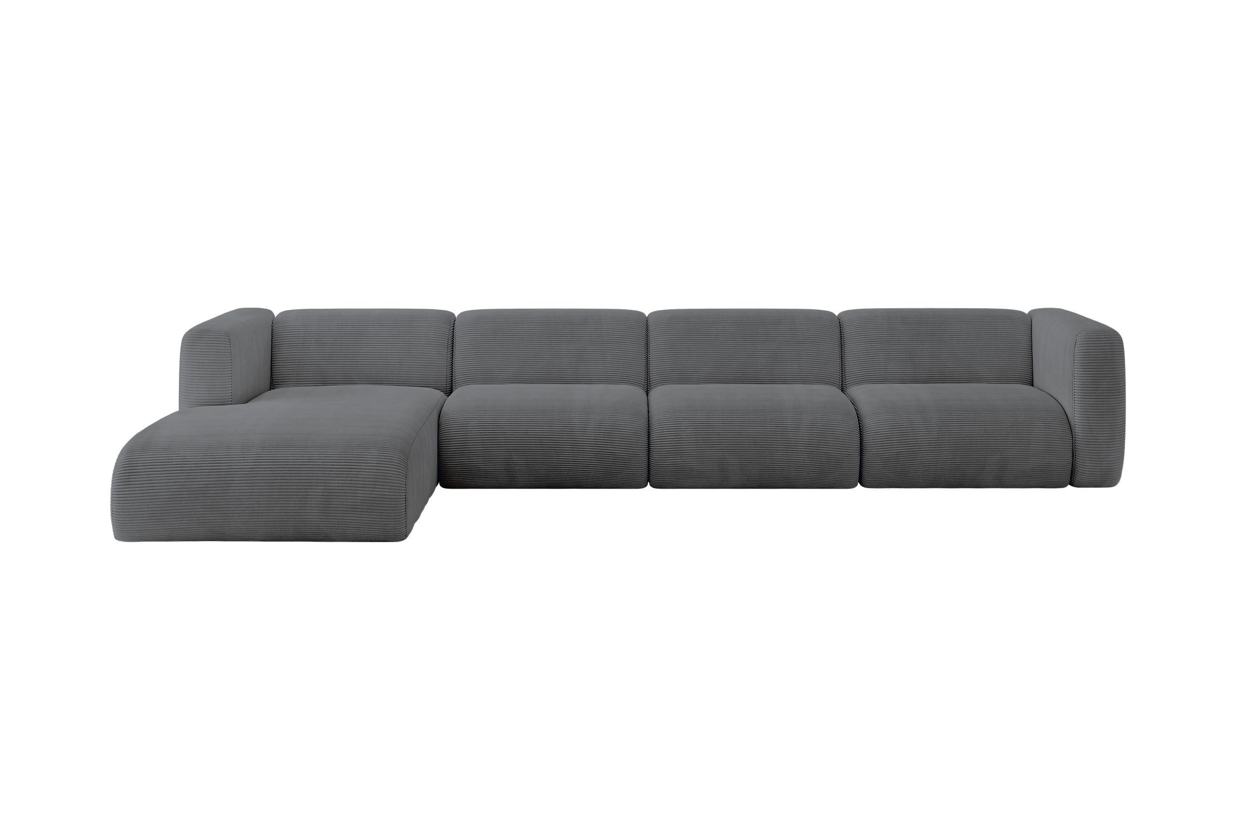 ECKSOFA Ottomane Links MIRA-L3 409x179x70 Dunkelgrau Cord - Dunkelgrau/Graphitfarben, Holzwerkstoff/Kunststoff (409/179cm) - ALTDECOR