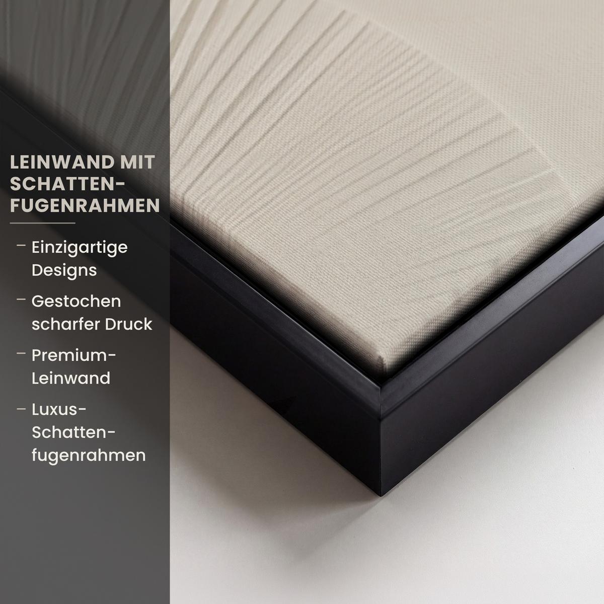 LEINWAND Bilder mit Rahmen - Japandi - Beige - Modern - 90x90 - Ecru, Textil (90/90cm) - MuchoWow