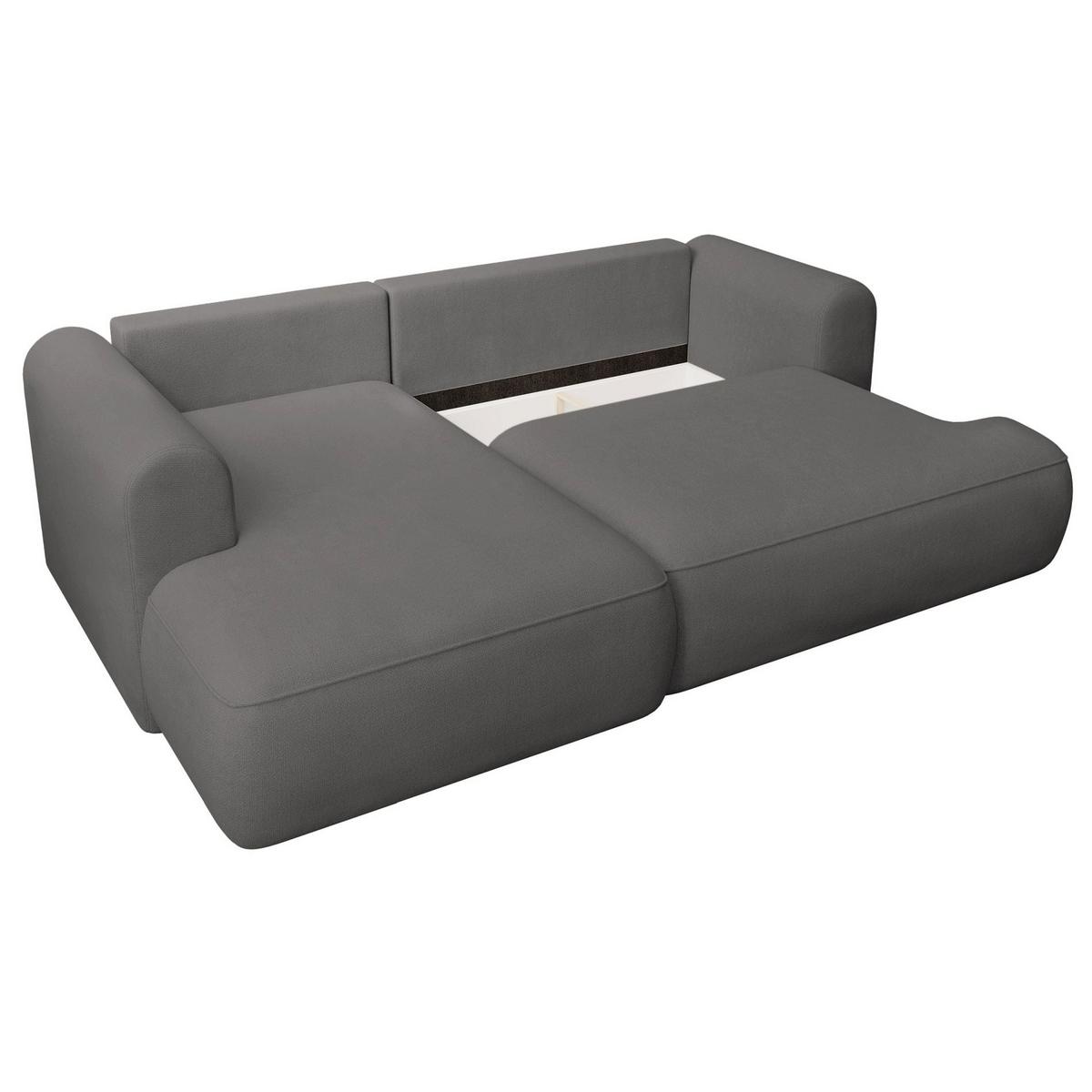 ECKSCHLAFSOFA Ovo Mini Dunkelgrau Easy-Clean-Chenille-Bezug - Dunkelgrau/Schwarz, Kunststoff/Textil (238/156cm) - Selsey