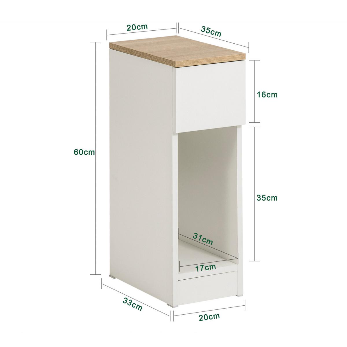NACHTTISCH 2er Set, Weiß, 20x60x35cm - Weiß, Holzwerkstoff (20/60/35cm) - SoBuy