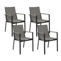GARTENSTUHL 4er-Set Aluminium schwarz Busseto - Schwarz, Metall (56/90/64cm) - Beliani