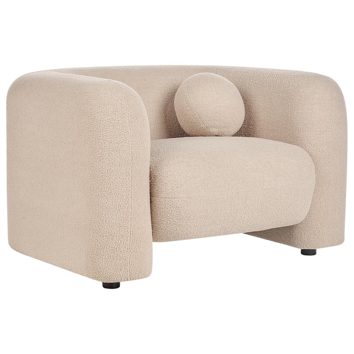 SESSEL Bouclé Beige Leiren - Beige, Textil (111/73/83cm) - Beliani
