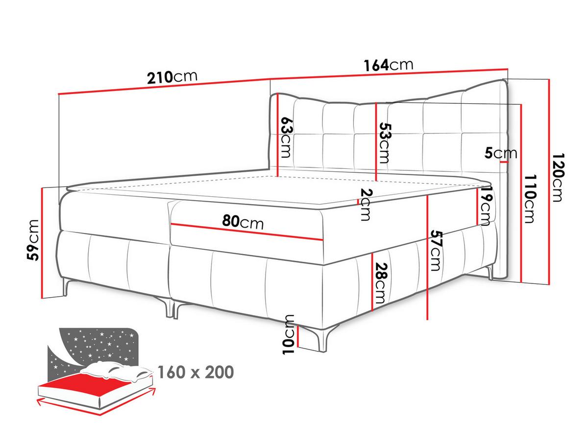 BOXBETT Nova - H3 - Schwarz/Dunkelblau, Holz/Textil (160/200cm) - MIRJAN24