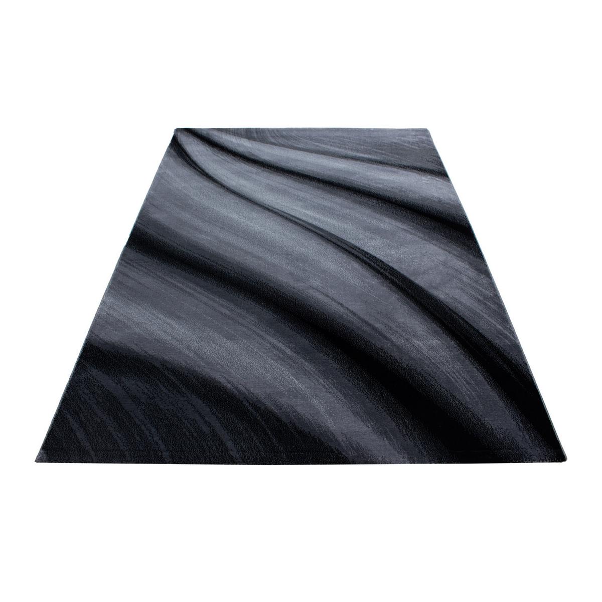 KURZFLORTEPPICH ASPEN, mit abstraktem Wellenmuster, Schwarz, 120 x 170 cm - Schwarz, Textil (120/170cm) - KADIMA DESIGN
