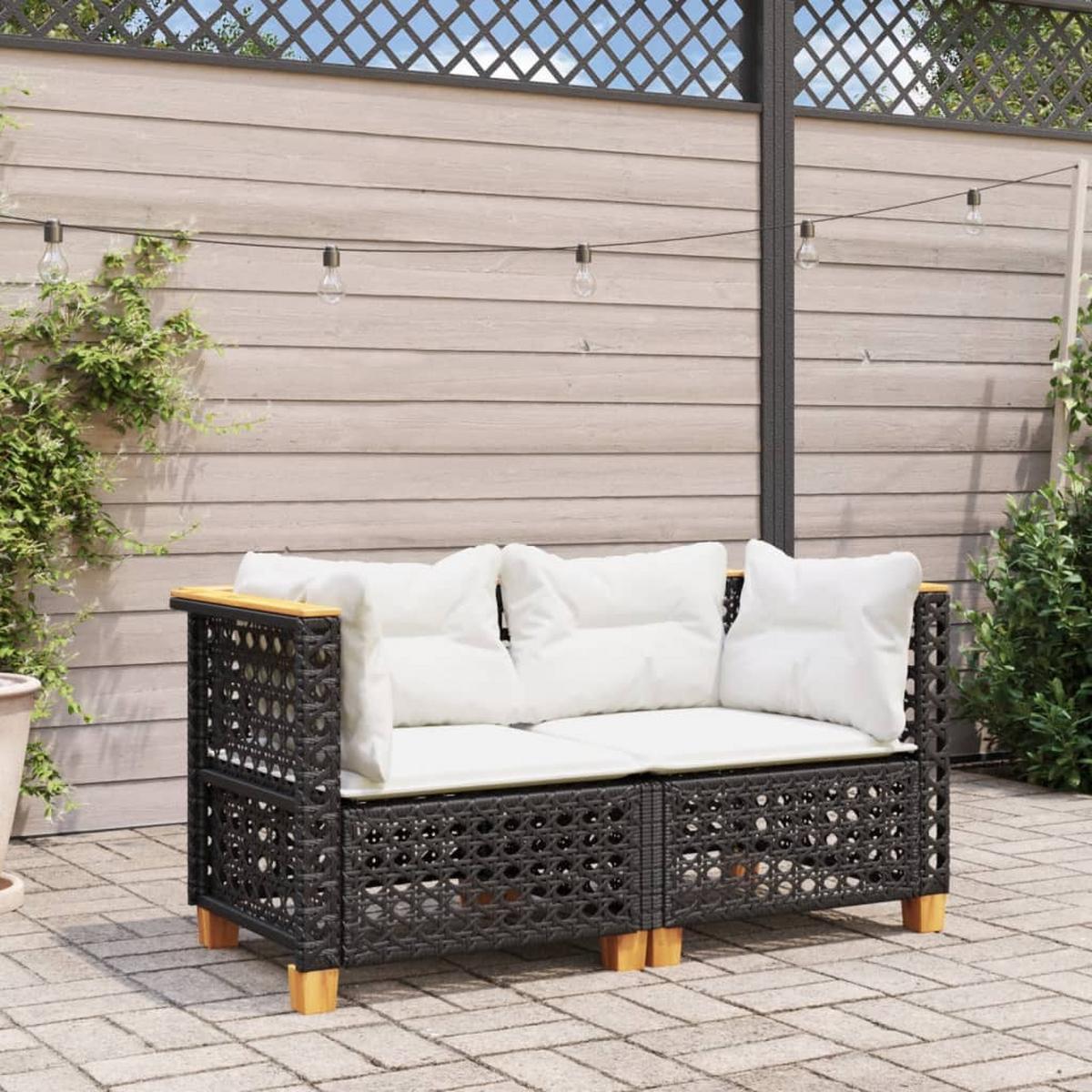 GARTENSOFA LYVOM 127/62/63.5 cm （2-SITZER） - Schwarz, Holz (127/62/63.5cm) - ZMH
