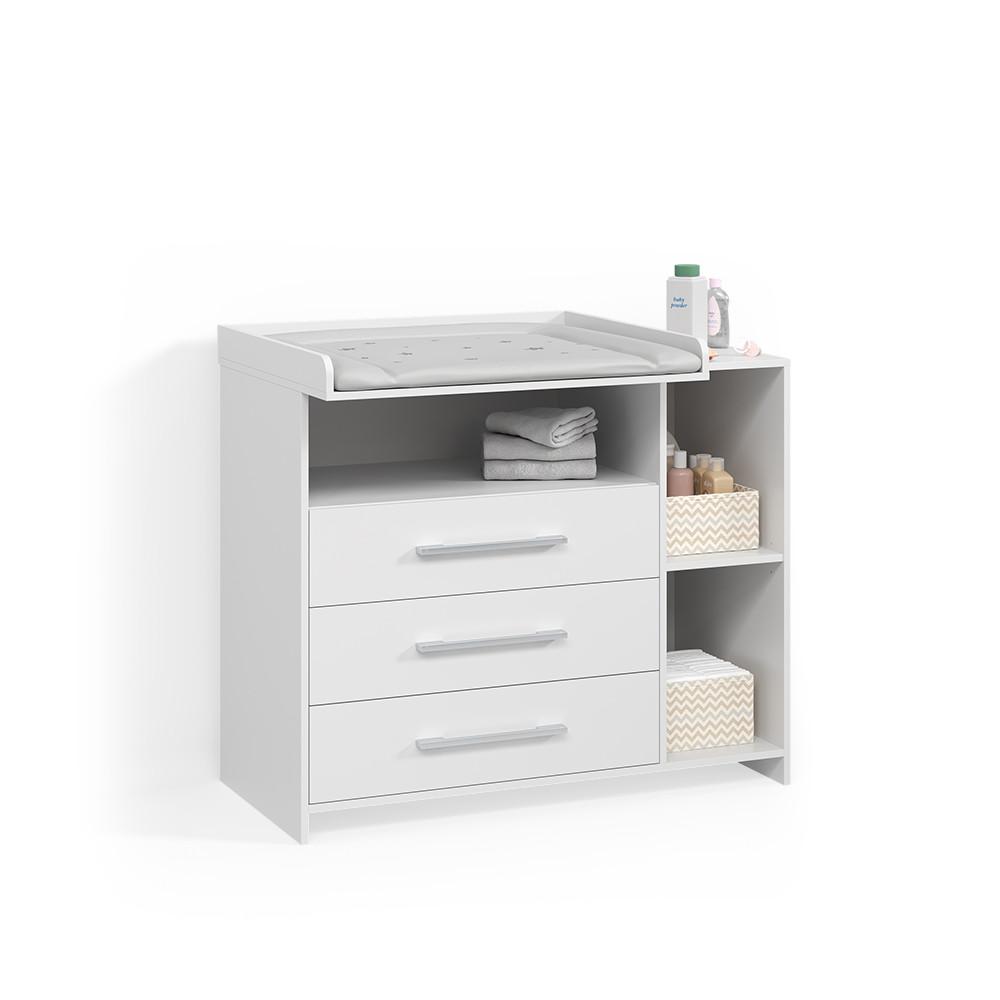 WICKELKOMMODE Torino Weiß mit Schubladen - Weiß, Holzwerkstoff (113/100/53cm) - Livinity®