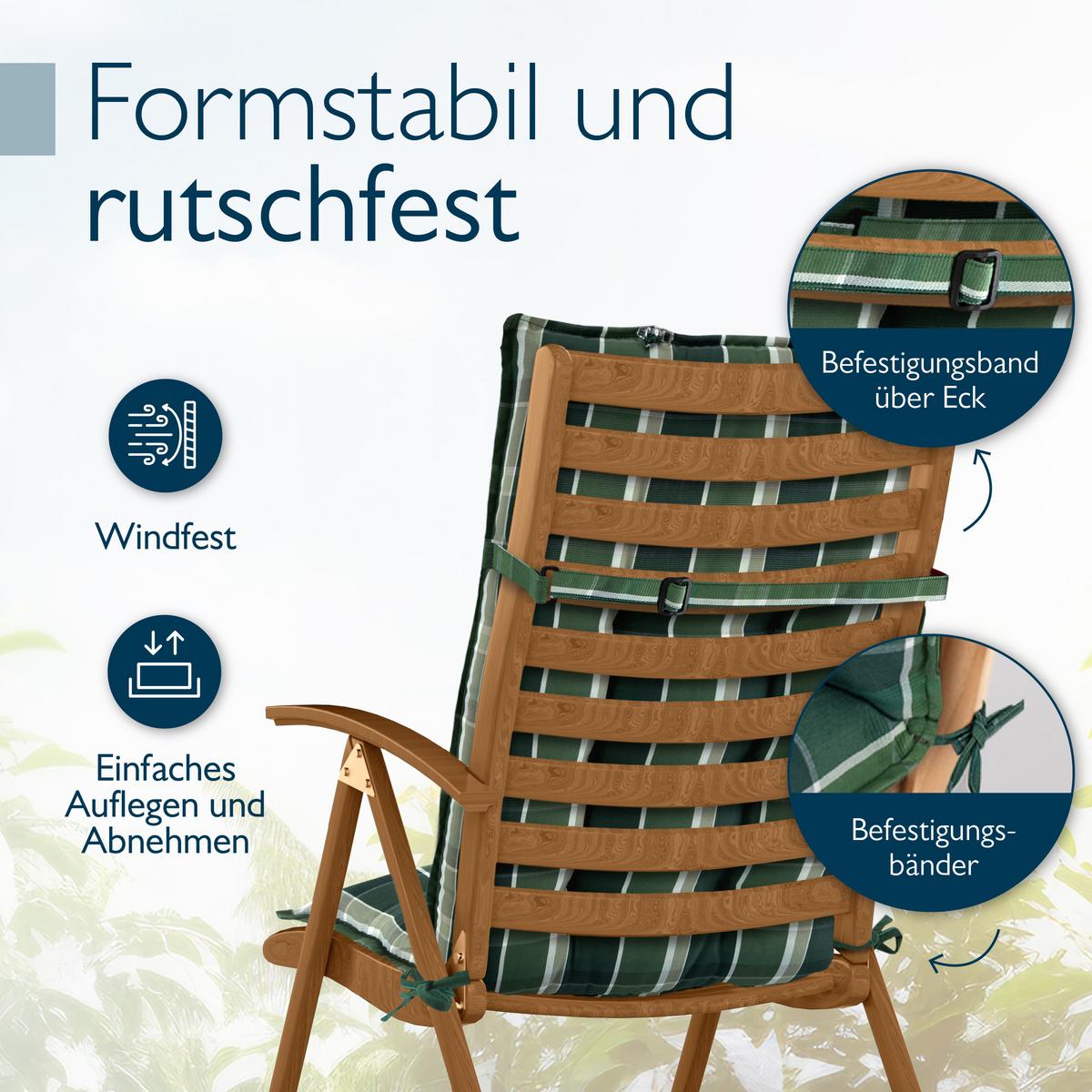 HOCHLEHNER Sun-HL 119x50x8cm Grün-Kariert (2tlg) - Dunkelgrün, Textil (50/120cm) - Beautissu 
