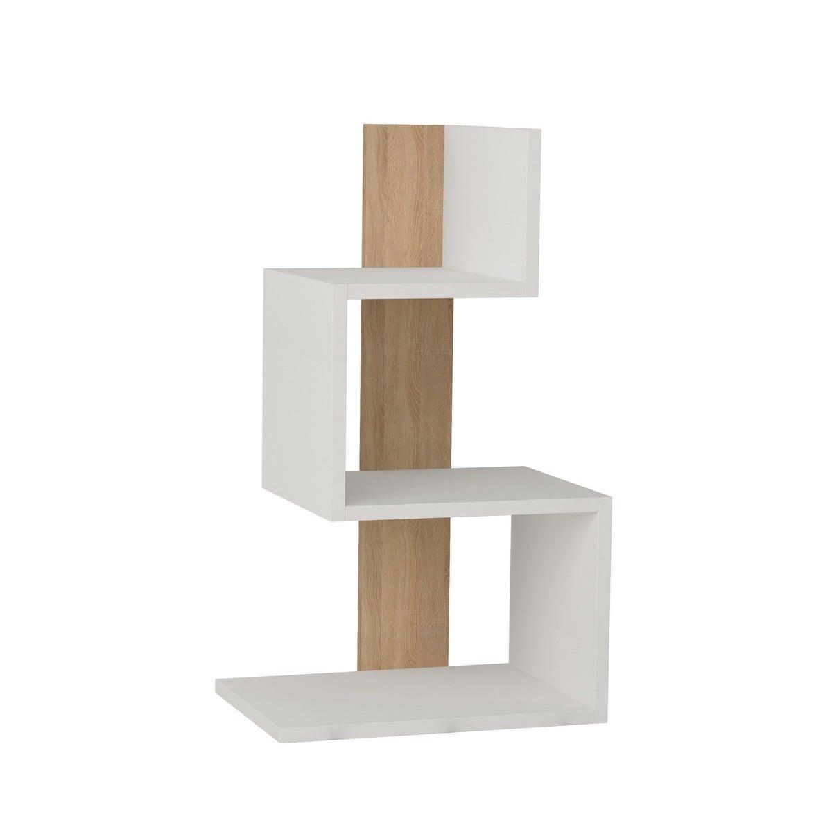 NACHTTISCH Weiß und Holzdekor Eiche L42 cm – ROSIE - Weiß, Holzwerkstoff (30/72/39cm) - Calicosy