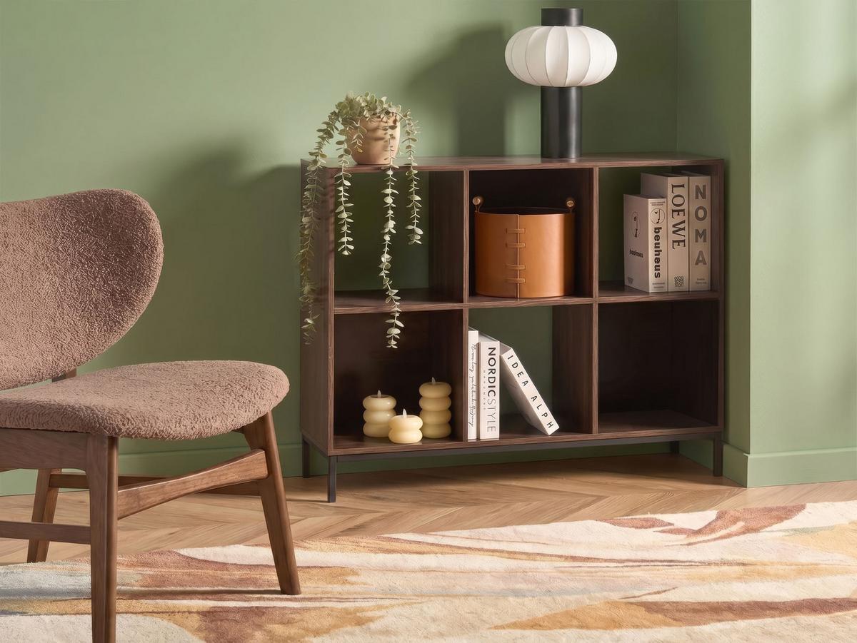 BÜCHERREGAL 73 cm Dunkelbraun Pemberton - Dunkelbraun/Schwarz, Holzwerkstoff (93/73/30cm) - Beliani