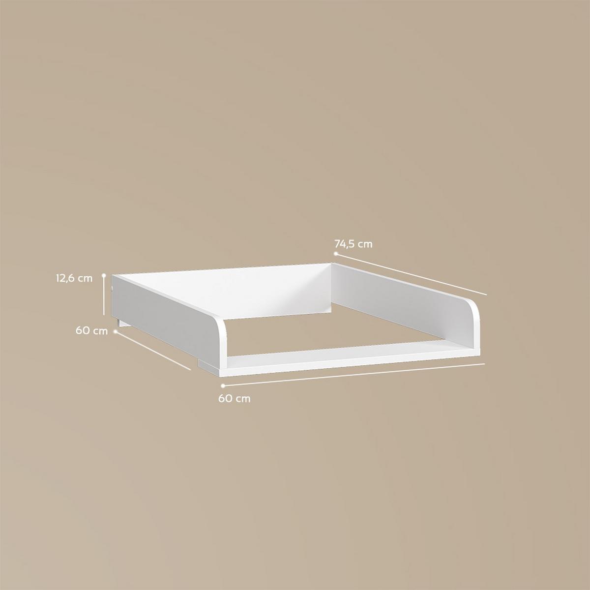WICKELAUFSATZ Paolina Weiß 60 x 12.6 cm - Weiß, Holzwerkstoff (60/12.6/74.5cm) - Livinity®