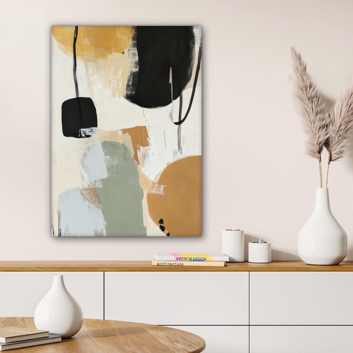 LEINWANDBILD Farbe - Abstrakt - Farben Wandbild Wohnzimmer 60x80 cm - Currygelb, Textil (60/80cm) - MuchoWow