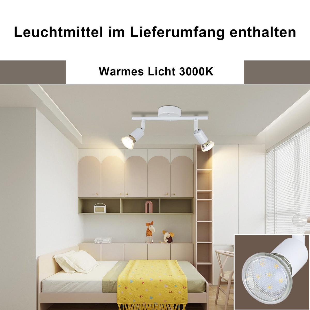 DECKENSTRAHLER Macneil 2-flammig 26/15/8cm - Weiß, Metall (26/15/8cm) - Nettlife
