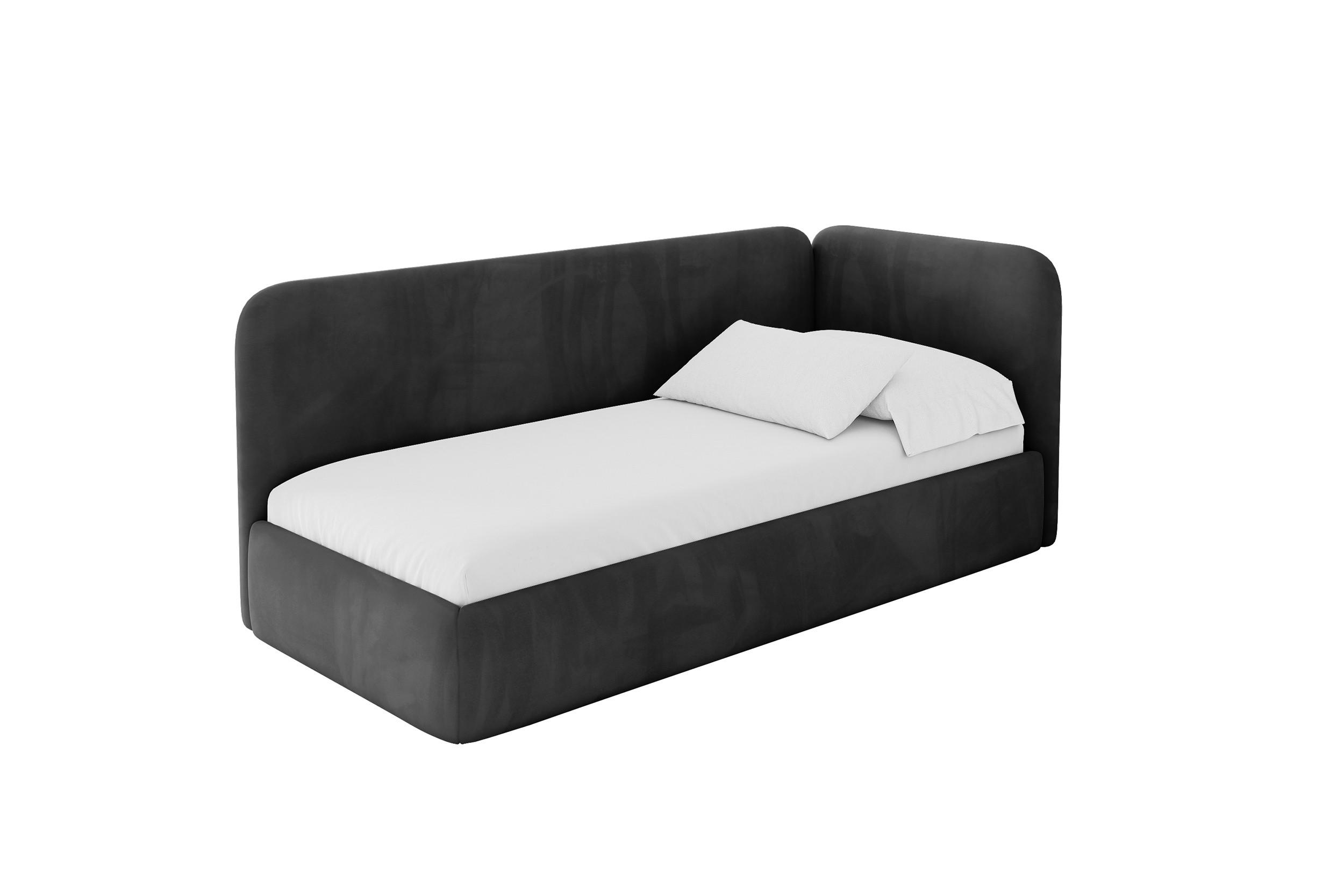 EINZELLBETT Jugendbett mit Bettkasten und Matratze H3/H4, Links - ELSY 100x200 Schwarz - Schwarz, Holzwerkstoff/Textil (100/200cm) - ALTDECOR