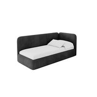 EINZELLBETT Jugendbett mit Bettkasten und Matratze H3/H4, Links - ELSY 80x200 Schwarz - Schwarz, Holzwerkstoff/Textil (80/200cm) - ALTDECOR