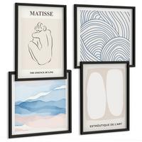 BILDER SET 4er Set - 50x50 cm & 40x60 cm Schwarzer Rahmen - Matisses abstrakte Formen - Schwarz, Kunststoff (50/50cm) - TULUP