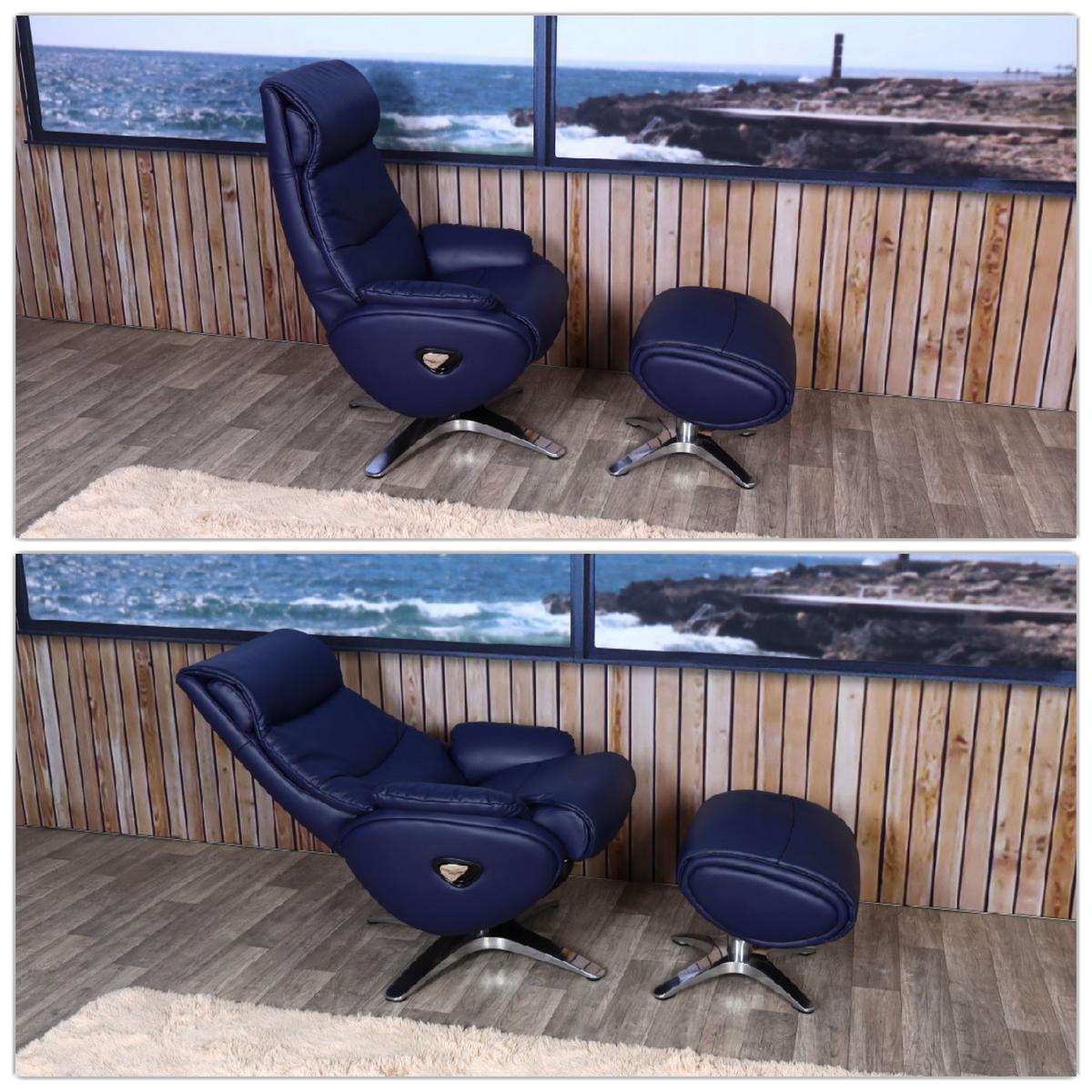RELAXSESSEL MIT HOCKER Blau - Blau, Textil (117/110/77cm) - MCW