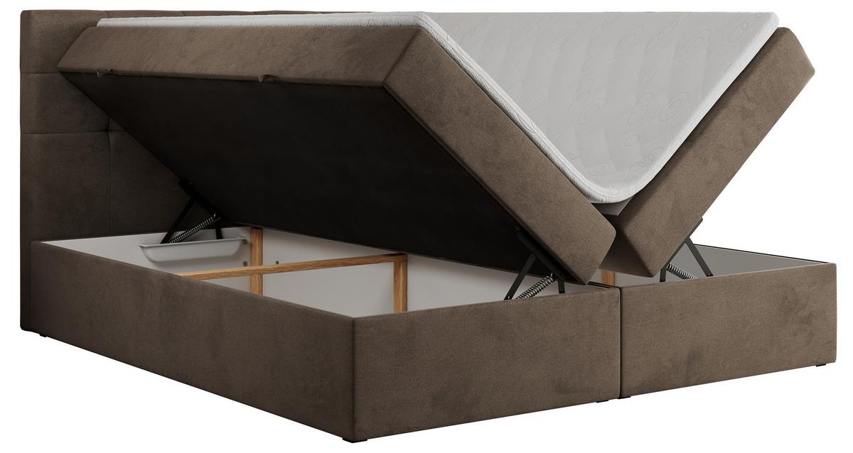 BOXBETT CENTO 140/200 Braun Velvet - H3 - Braun, Holz/Textil (140/200cm) - MKS