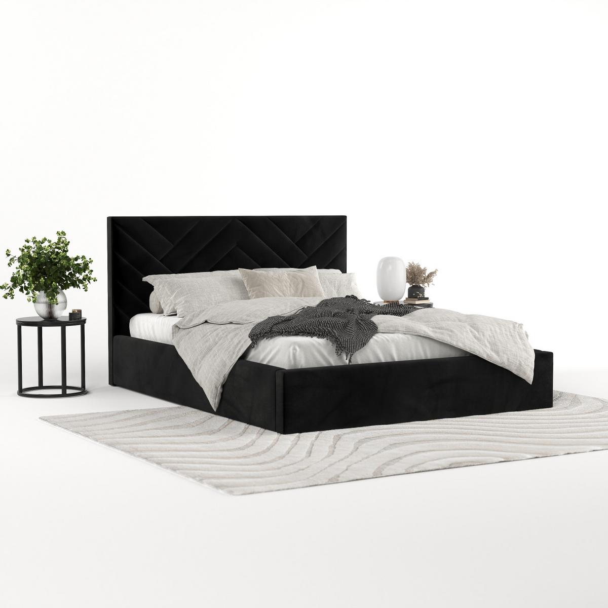 POLSTERBETT Arco 140/200 cm Schwarz im Kronos Stoff - Schwarz/Naturfarben, Holz/Holzwerkstoff (140/200cm) - AltaBeds