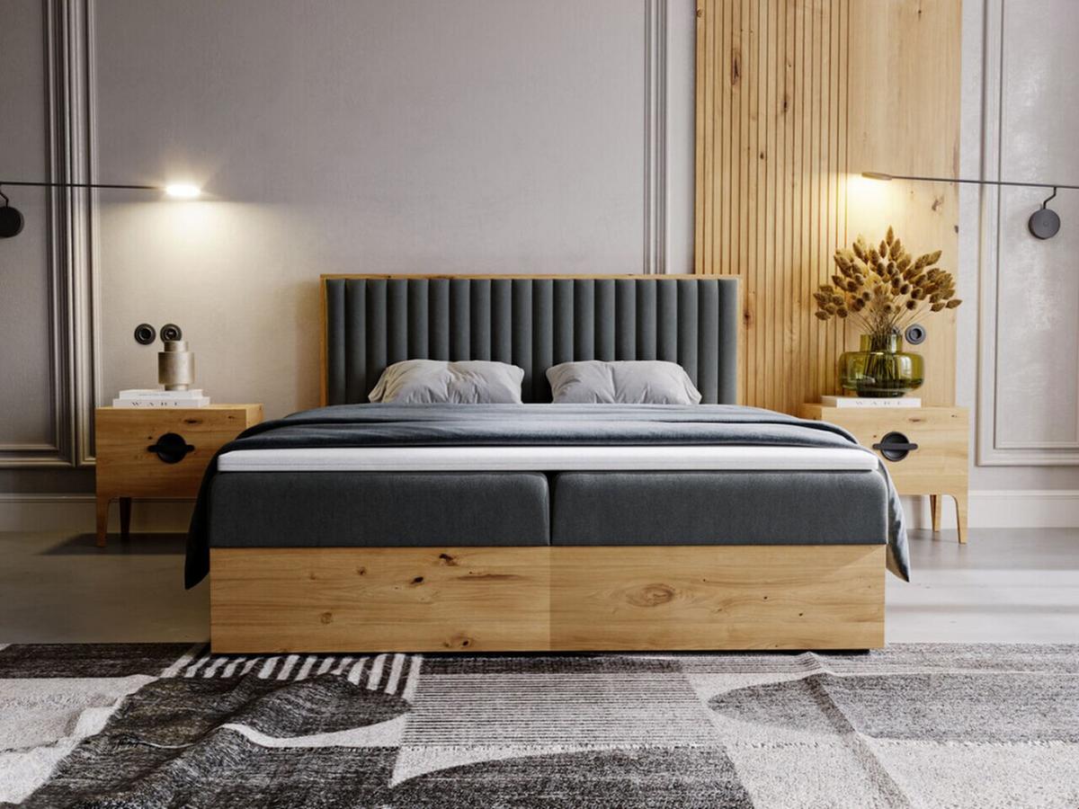 BOXBETT Forest 180x200 Dunkelgrau - Dunkelgrau, Holz/Textil (180/200cm) - Graingold