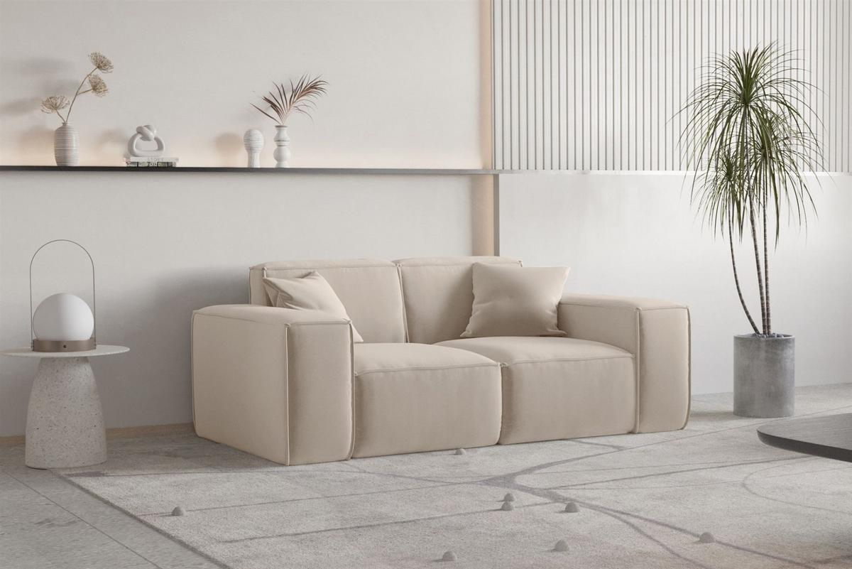 SOFA Celes Premium 2-sitzer Opera Velvet - Sandfarben, Holzwerkstoff/Textil (186/73/88cm) - Fun Möbel