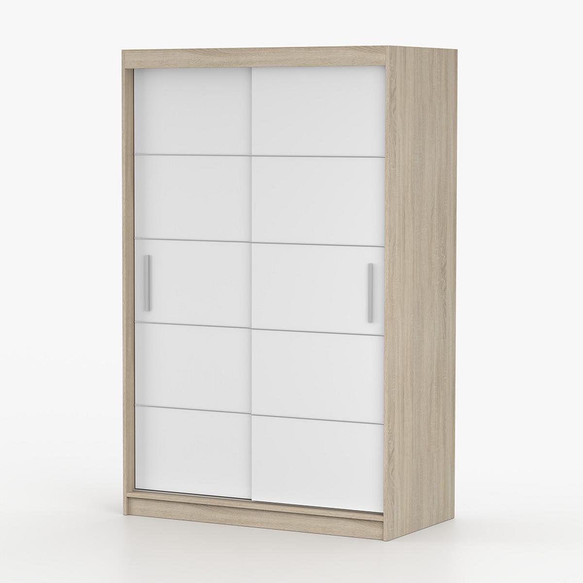 SCHWEBETÜRENSCHRANK Neomi 06 ohne Spiegel Sonoma Eiche/Weiß 120 cm - Alufarben/Weiß, Holzwerkstoff/Kunststoff (120/200/61cm) - imoebel24