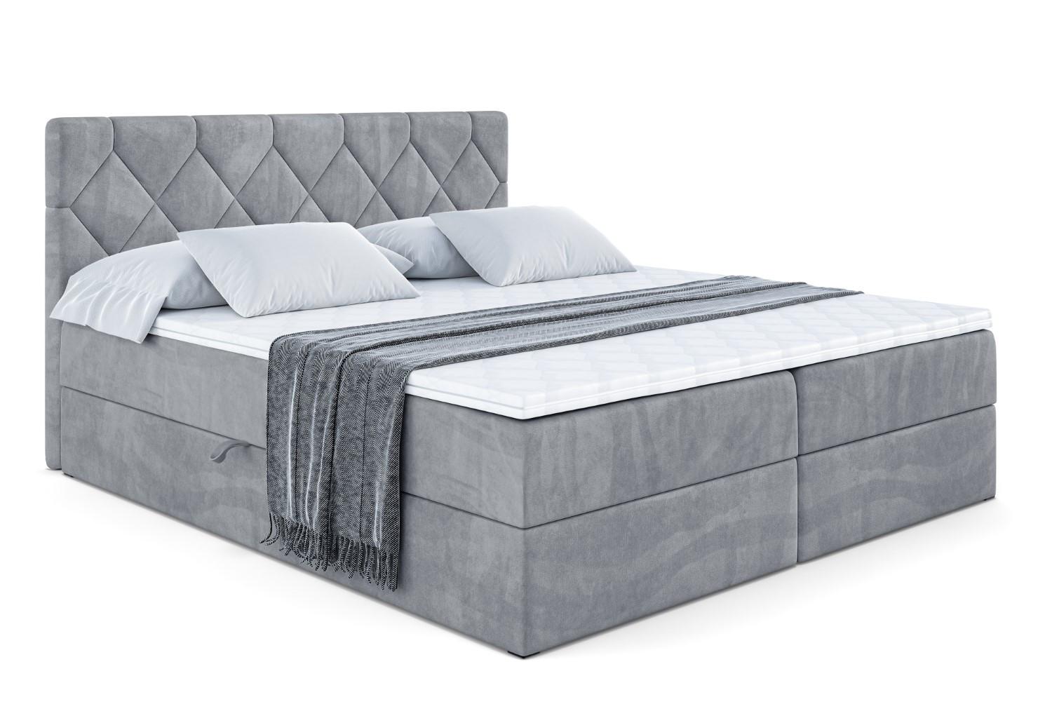 BOXBETT mit Matratze H4 und Lattenrost - CATOR - 140 x 200 - Grau - Grau, Holzwerkstoff (140/200cm) - ALTDECOR