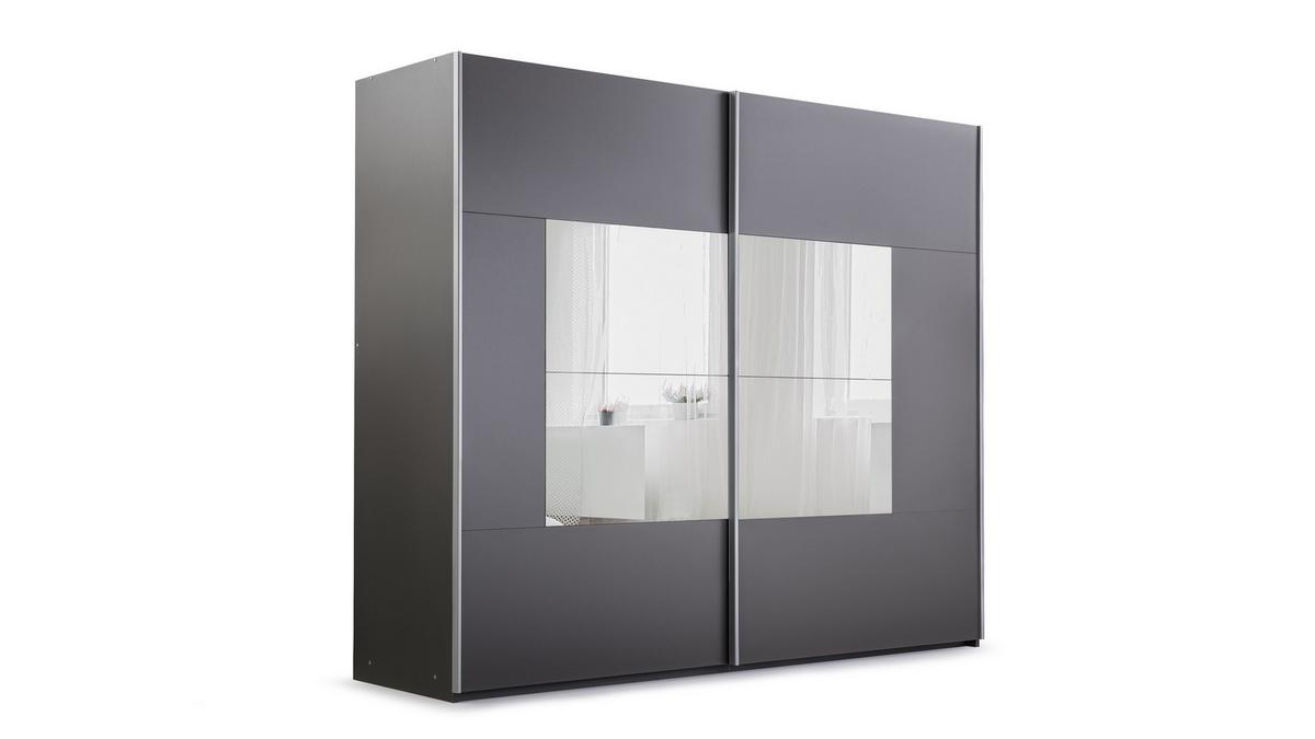 SCHWEBETÜRENSCHRANK DIANA 250/215/65 cm 2-türig mit Spiegel Graphitfarben - Graphitfarben, Holzwerkstoff (250/215/65cm) - MASSENO