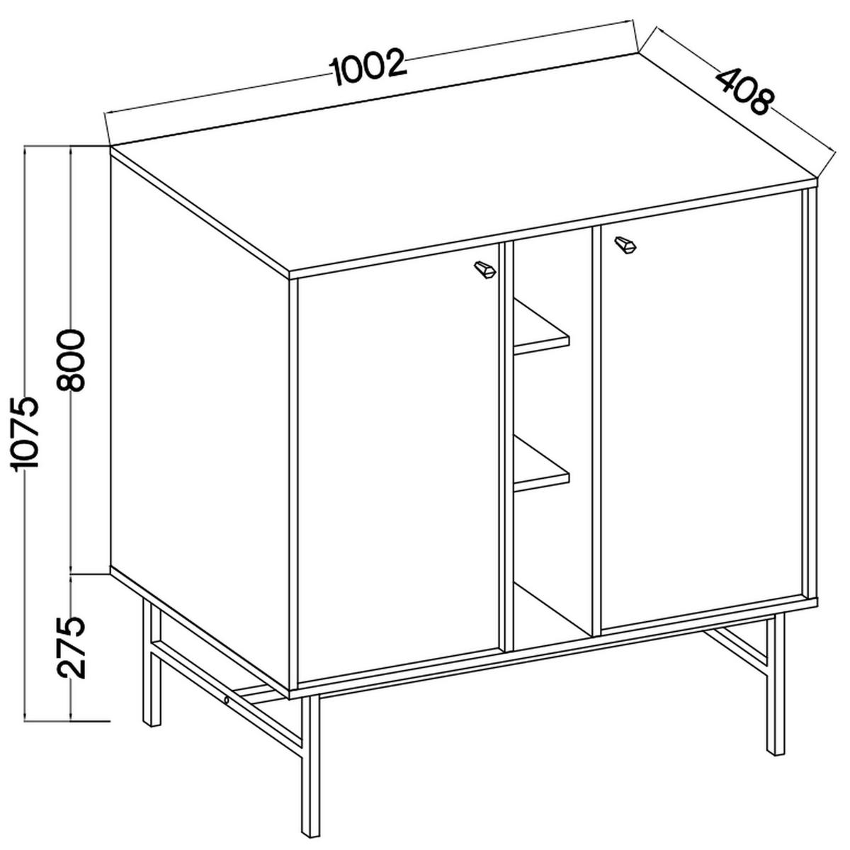 SIDEBOARD TORINO 100/108/41cm 2 Türen Graphitfarben - Graphitfarben, Holzwerkstoff (100/108/41cm) - MASSENO