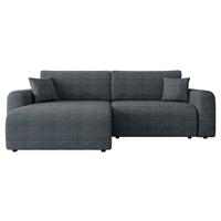 ECKSOFA Floryn L - Blaugrau/Schwarz, Holz/Kunststoff (245/145cm) - MIRJAN24