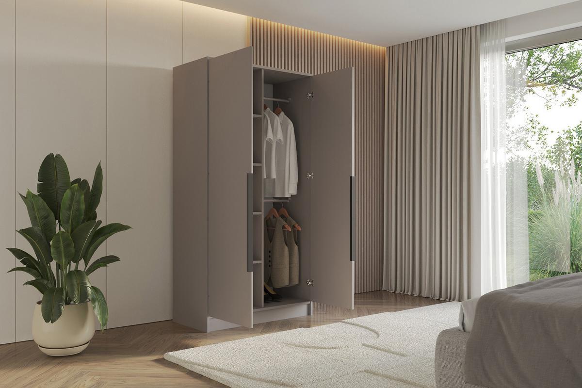 KLEIDERSCHRANK - LESE - 102 - Kaschmir - Kaschmir/Schwarz, Holzwerkstoff (102/200/51cm) - ALTDECOR