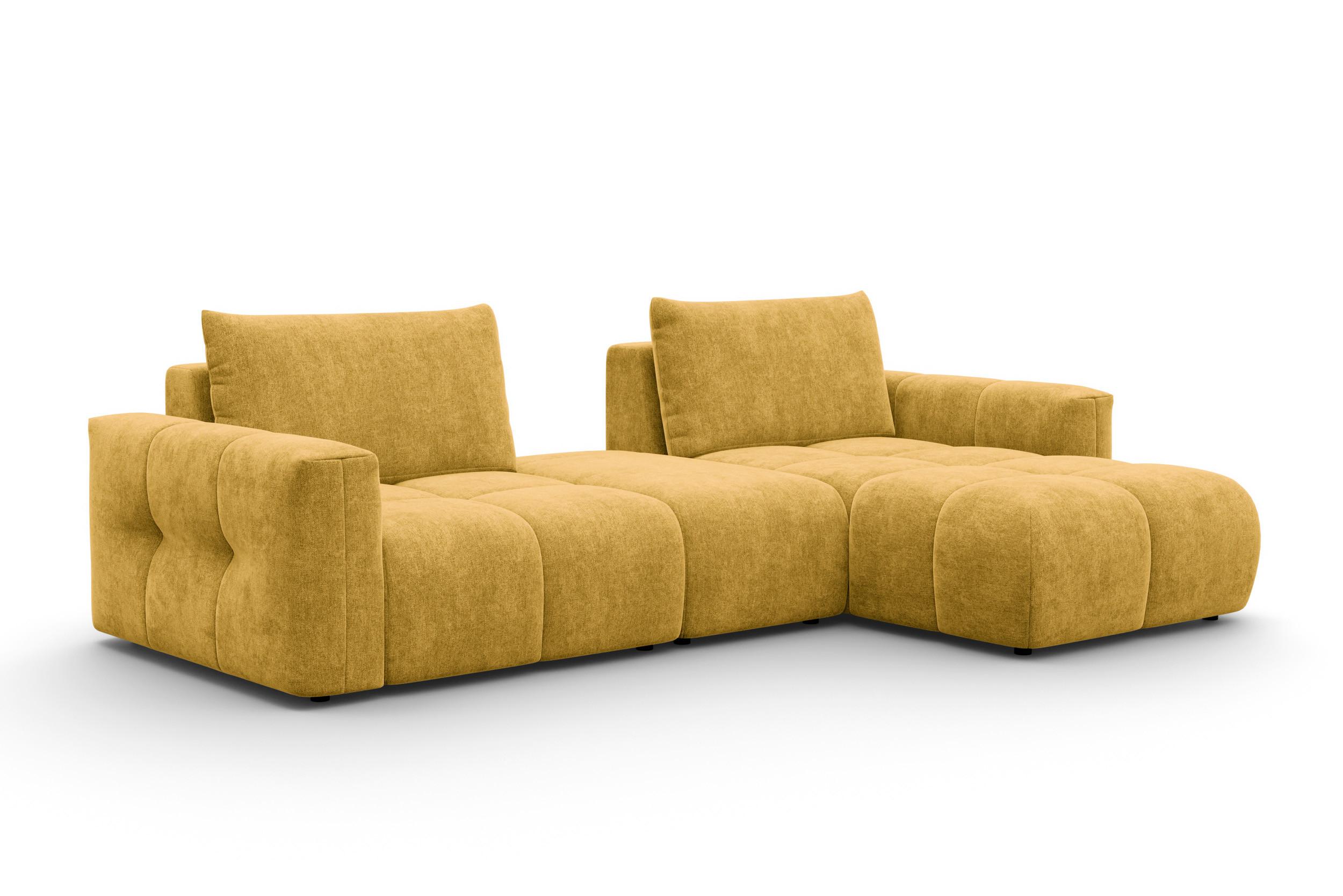 ECKSOFA VERONA 4-Sitzer RECHTS, Gelb - Gelb/Schwarz, Holz/Textil (282/173cm) - Courtois Laville