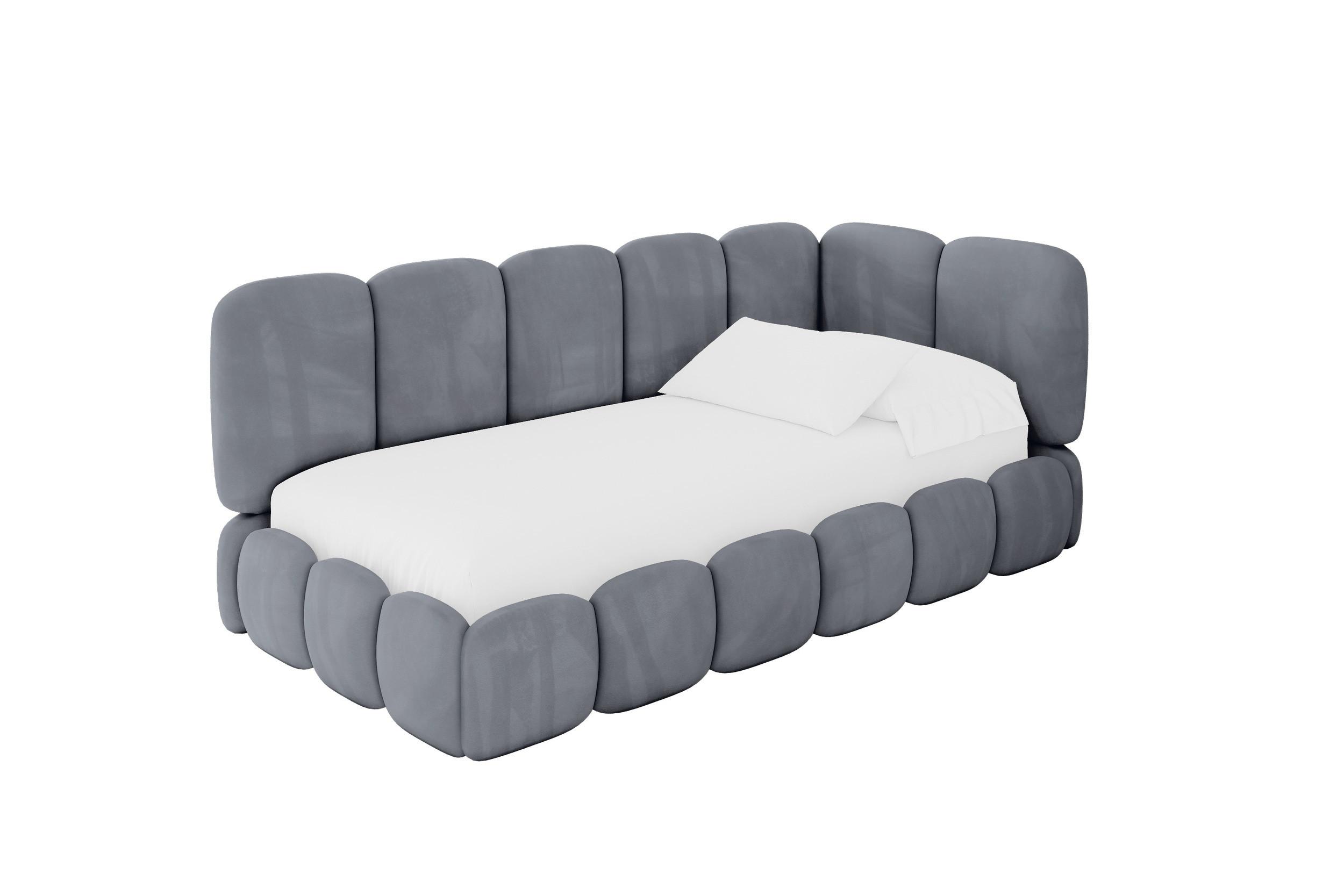EINZELLBETT Jugendbett mit Bettkasten und Matratze H3/H4, Links - AVRY 100x200 Grau - Grau, Holzwerkstoff/Textil (100/200cm) - ALTDECOR