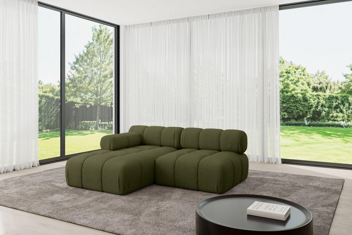 ECKSOFA modulares Sofa Razon-L1 - 190x160x70 cm Grün Bouclé - Grün, Holzwerkstoff/Textil (190/160cm) - ALTDECOR