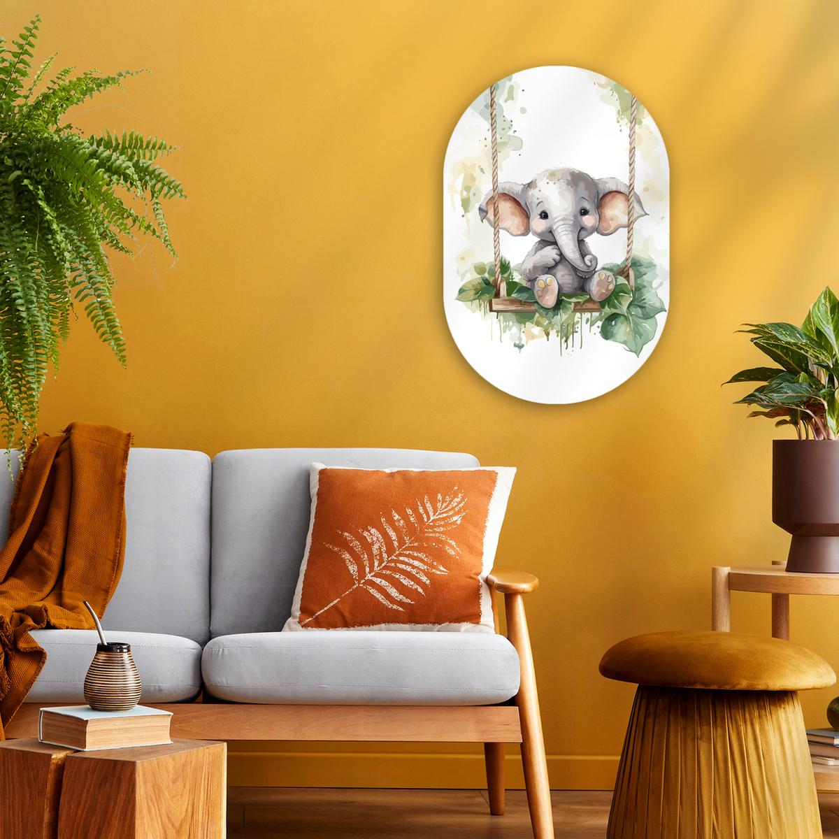 WANDBILD Elefant - Tier - Kinder - Dschungel Deko Wohnzimmer 40x60 cm - Hellgrau, Kunststoff (40/60cm) - MuchoWow
