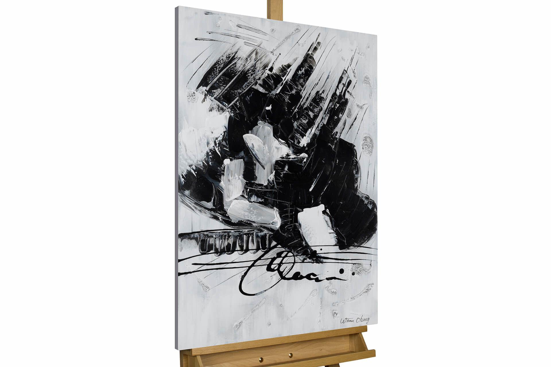 ACRYLBILD HANDGEMALT 60/90 cm - Schwarz, Holz/Textil (60/90cm) - KUNSTLOFT
