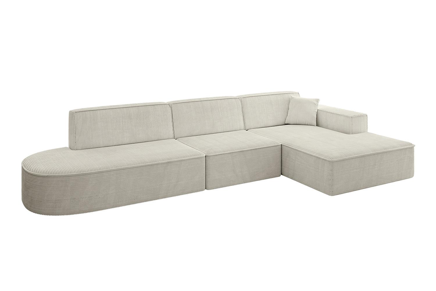 ECKSOFA Ottomane Rechts IREA-L2-v4 - 327x165x77 cm Creme - Ecru/Creme, Holzwerkstoff/Textil (327/165cm) - ALTDECOR