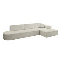 ECKSOFA Ottomane Rechts IREA-L2-v4 - 327x165x77 cm Creme - Ecru/Creme, Holzwerkstoff/Textil (327/165cm) - ALTDECOR