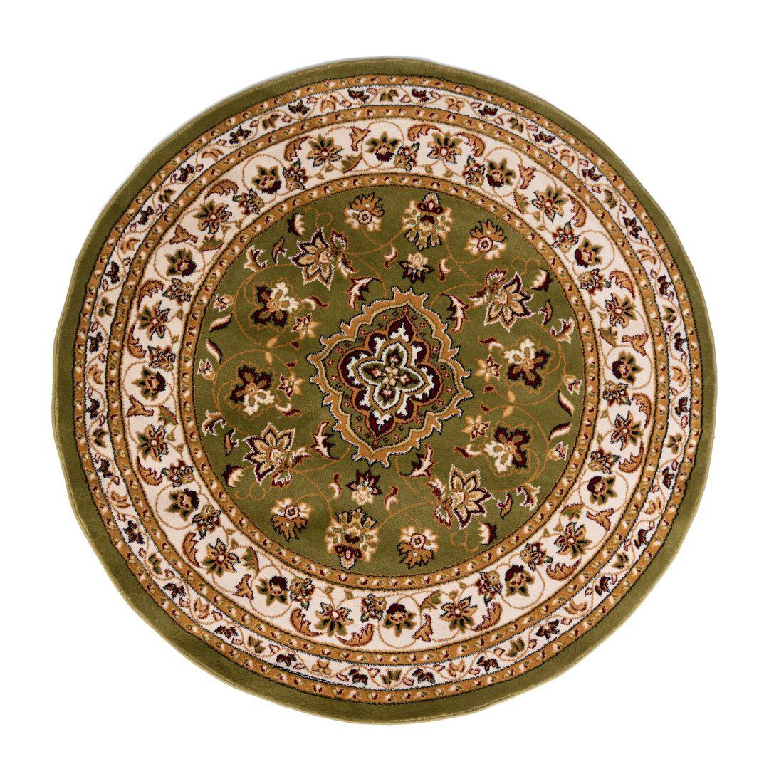 TEPPICH GLAZERT, klassisch-floral, Grün, Ø 133 cm - Grün, Textil (133/133cm) - KADIMA DESIGN