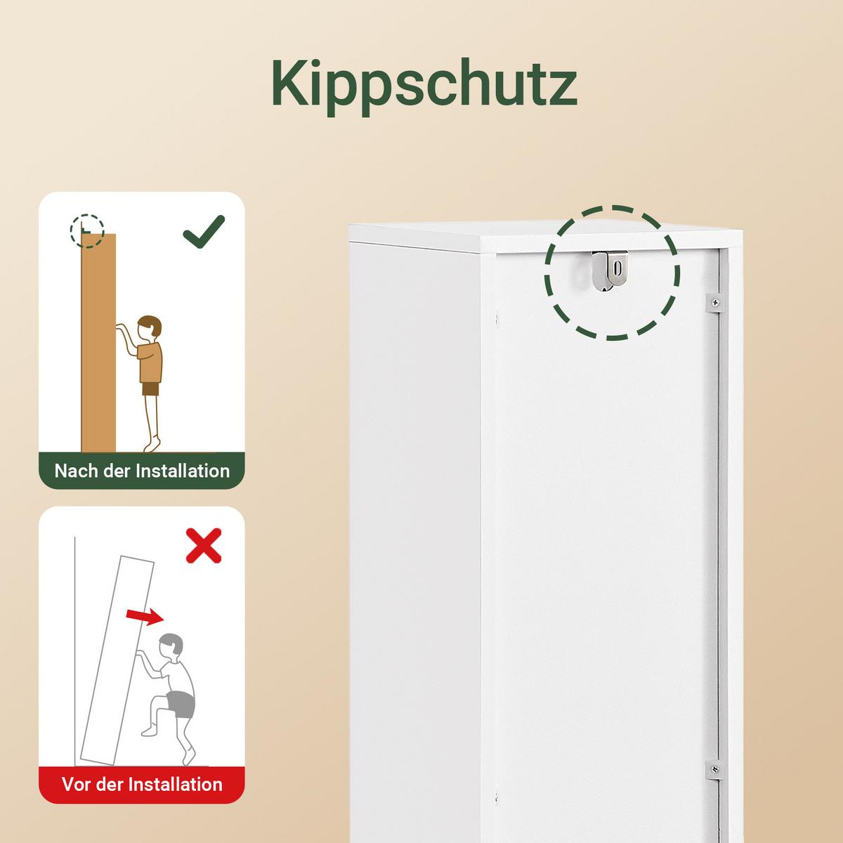 TOILETTENSCHRANK, Badschrank schmal, 20x96x20cm, Weiß - Weiß, Holzwerkstoff (20/96/20cm) - SoBuy