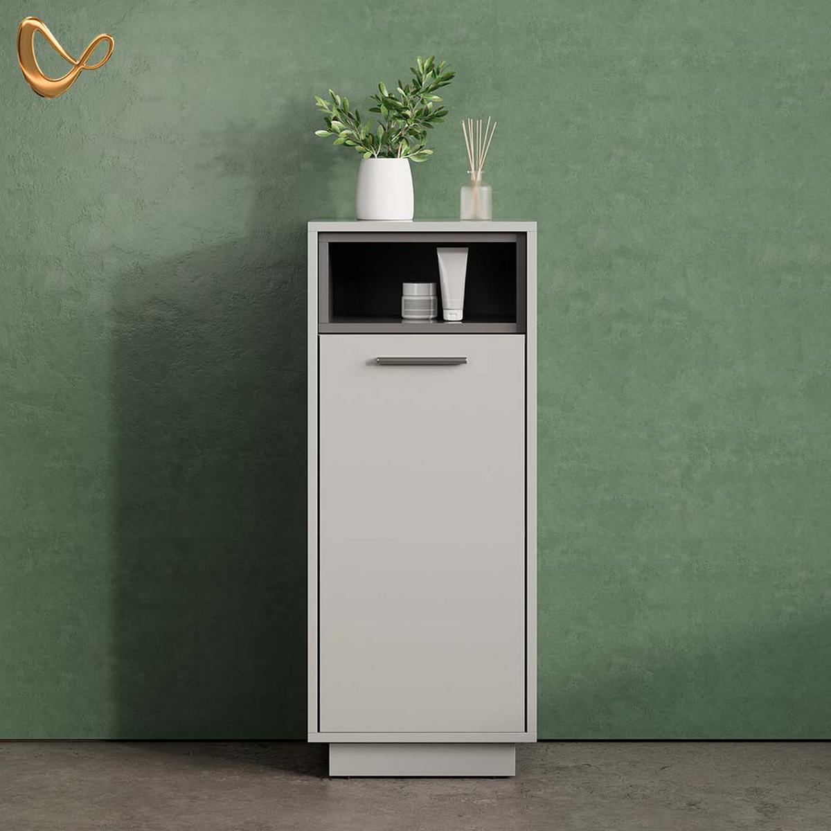 MIDISCHRANK Temo Grau 38 x 93 cm - Grau, Holzwerkstoff (38/93/30cm) - Livinity®