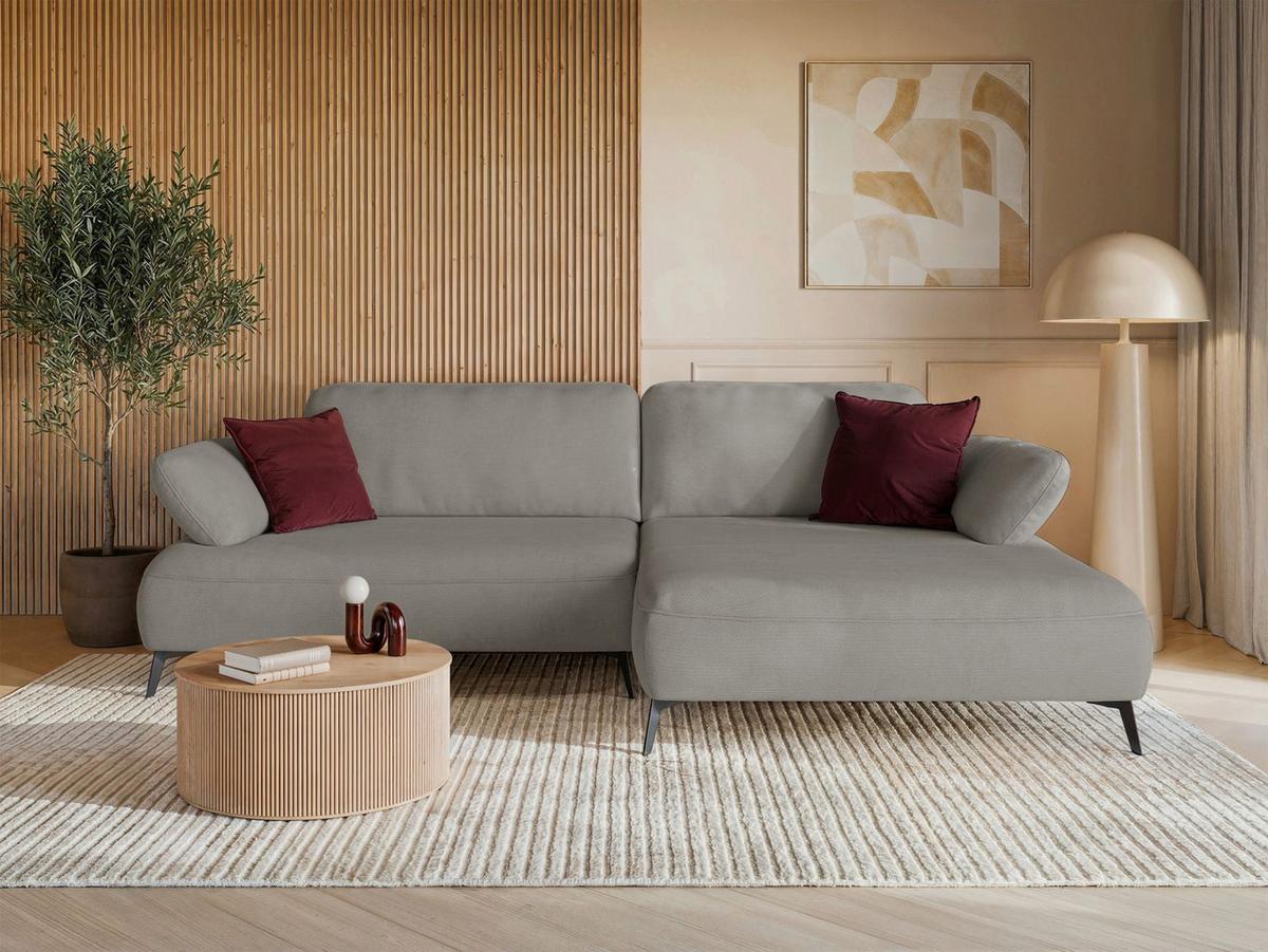ECKSOFA Avolla Graubeige rechts - Taupe/Schwarz, Textil/Metall (186/284cm) - Selsey