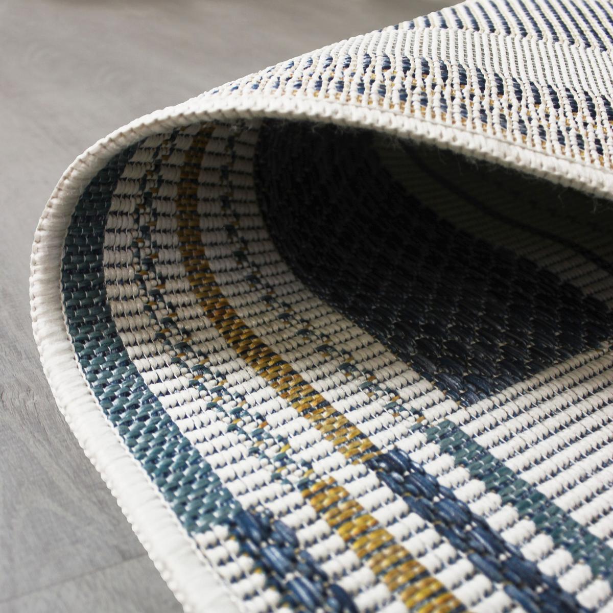 OUTDOORTEPPICH Waschbar FLEET, geometrisch, Blau-Gelb, 80 x 230 cm - Blau, Textil (80/230cm) - KADIMA DESIGN