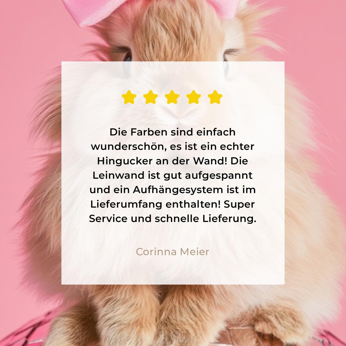 LEINWANDBILD Schleife - Discoball - Kaninchen Wanddeko 90x60 cm - Pink, Textil (90/60cm) - MuchoWow