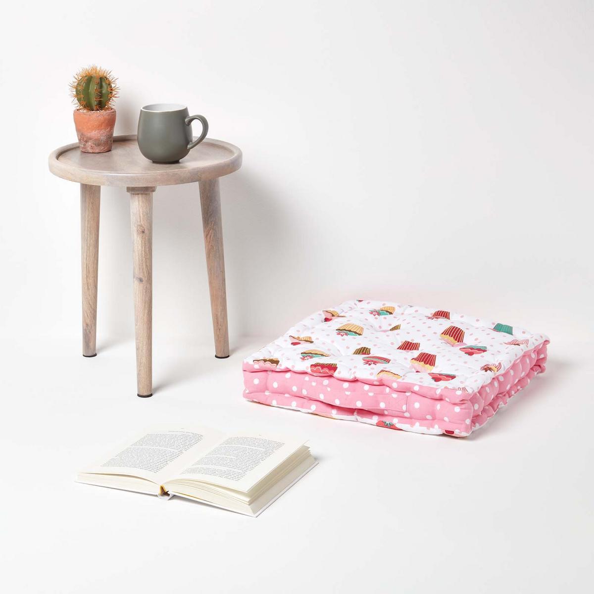 SITZKISSEN Cupcakes rosa 50/50/10 cm - Rosa, Textil (50/50/10cm) - Homescapes