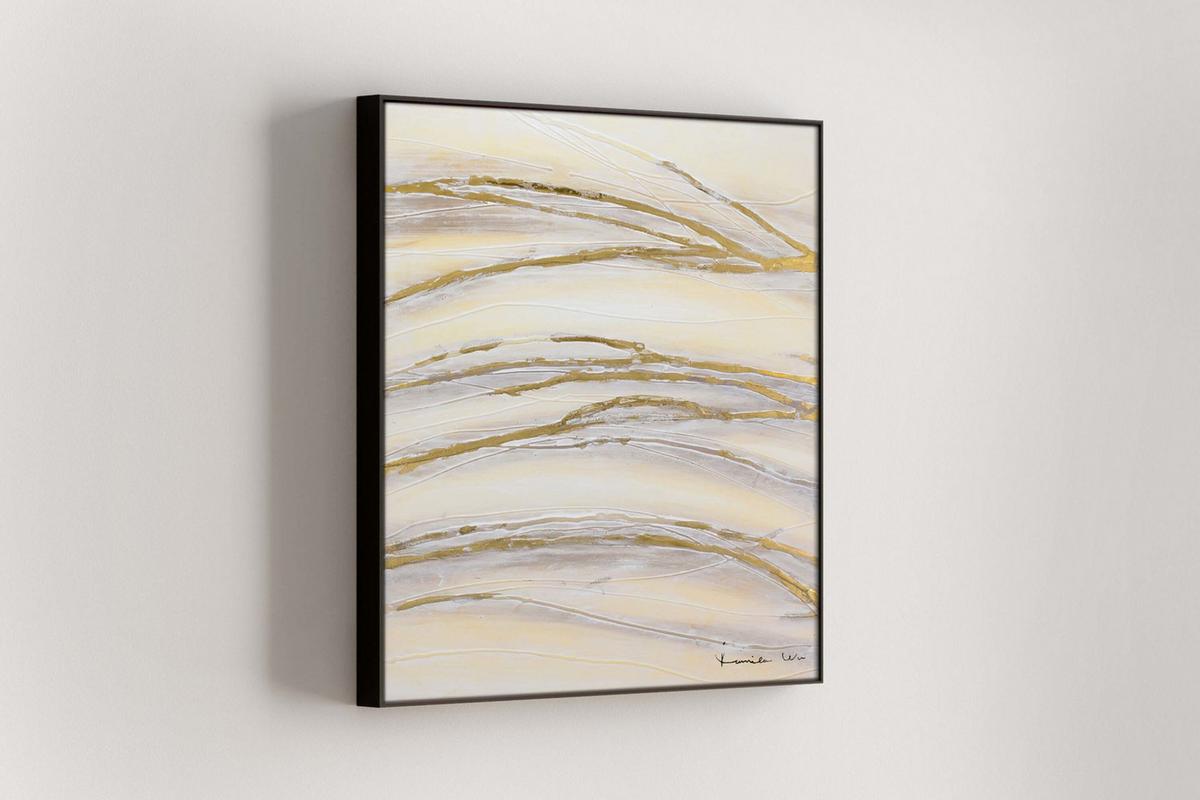 ACRYLBILD HANDGEMALT 80/80 cm - Goldfarben, Holz/Textil (80/80cm) - KUNSTLOFT