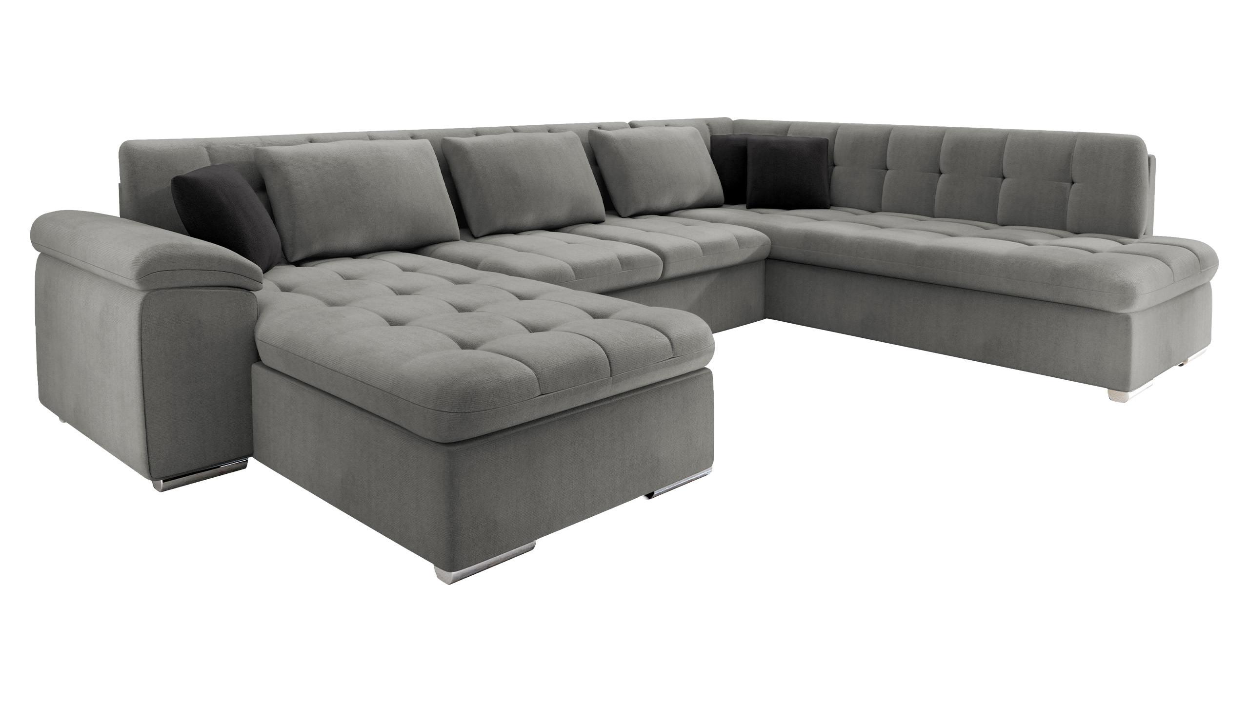 WOHNLANDSCHAFT Niko Bis Lux, Seite: Links - Grau, Holz/Textil (348/76/205cm) - MIRJAN24